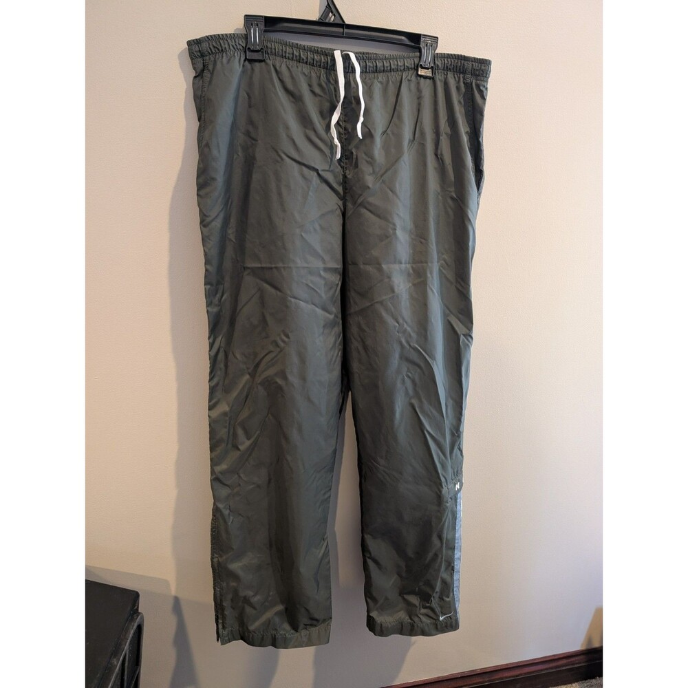 Vtg 1999 Sz L Nike Windbreaker Track Pants Mens Green Nylon Athletic Joggers